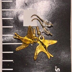 Gold Bird dove Earrings or Brass dove authentic earring set